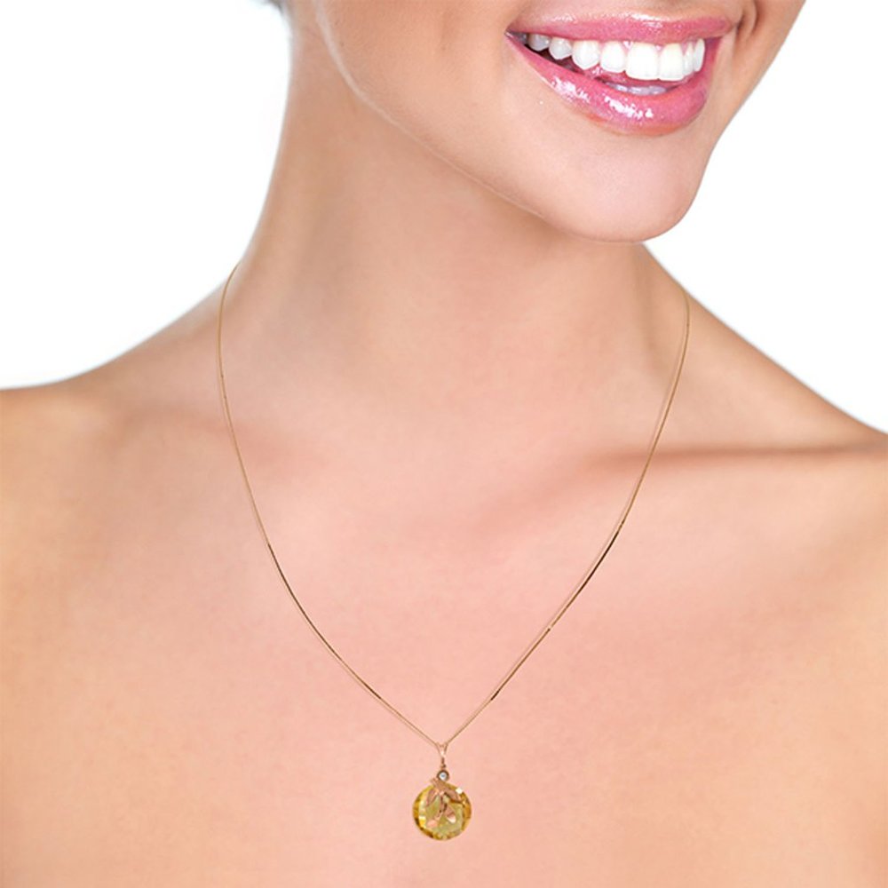 14K. NECKLACE WITH CITRINE & DIAMOMND - Picture 3 of 6